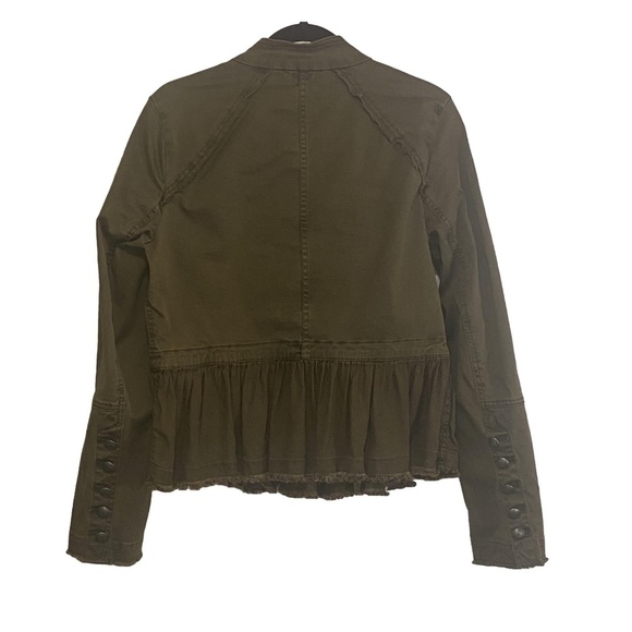 FREE PEOPLE Flared Peplum Hem Moss Green Military Jacket Steampunk Boho Grunge M - Picture 11 of 16